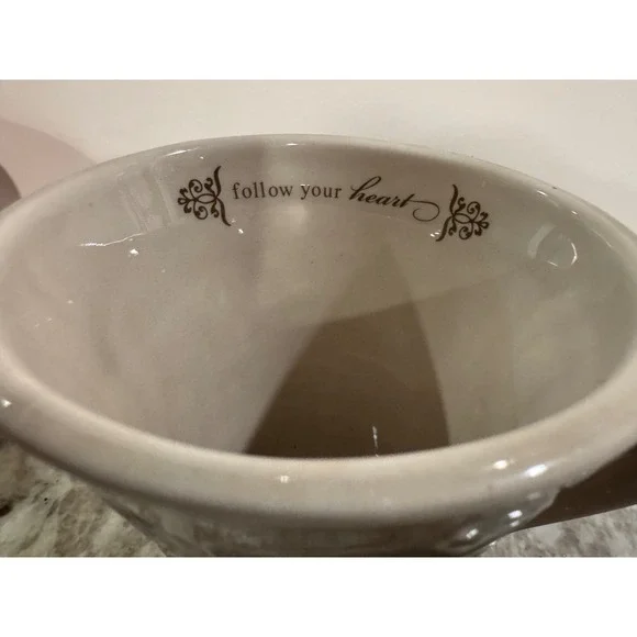 Ceramic Mug Follow Your Heart Embossed Design Coffee Cup - Picture 4 of 6